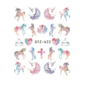 Pegatinas de uñas al agua STZ-622 con diseños coloridos de unicornios y conchas - STZ622
