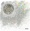 Fine holographic silver nail glitter powder in acrylic jar for professional DIY manicure - Silver Holographic Laser Glitter (BG26)