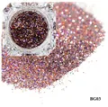 Mix of purple and bronze nail glitter powder in a square jar, shade BG03 sparkle - Purple Bronze Holographic Mixed Glitter (BG03)
