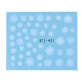 Blue Christmas nail art stickers featuring white snowflakes and pattern STZ-421 - Light Blue Base White Snowflake Style (STZ-421)