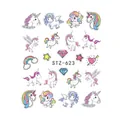 Pegatinas de agua para uñas con diseños de unicornios rosas y arcoíris infantiles - STZ623