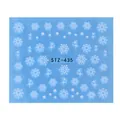 Winter snowflake nail decals STZ-435 with white stars and dots on blue backing - Blue Base White Snowflake Theme (STZ-435)