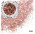 Holographic rose gold nail glitter powder in clear jar for DIY manicure art style BG20 - Laser Rose Gold Holographic Glitter (BG20)