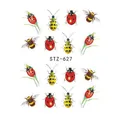 Pegatinas de agua para uñas STZ-627 con diseños de mariquitas y abejas coloridas - STZ627