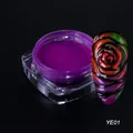 Macro detail of neon purple nail powder jar with 3D rose art in YE01 shade - Purple Style (YE-01)