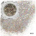 Holographic silver nail glitter powder in a clear jar for DIY manicures BG21 - Silver Holographic Iridescent Glitter (BG21)