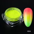 Macro shot of neon yellow nail pigment powder and vibrant gradient sample on black surface - Bright Yellow Style (YE-05)