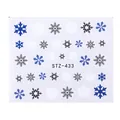 Winter snowflake nail art water decals STZ-433 in blue and black for holiday designs - Blue Black White Fine Snowflake Shape (STZ-433)