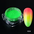 Neon green nail fluorescent powder detail with gradient effect on nail tip and square jar - Neon Green Style (YE-08)