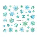 Blue and green snowflake nail stickers in various geometric patterns style STZ-424 - Blue Green Geometric Snowflake Style (STZ-424)