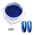 Metallic dark blue nail chrome powder C004 with glossy mirror effect swatches - Metallic Dark Blue Style (C004)