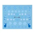 STZ-430 Christmas nail stickers with blue snowflakes, reindeer, and winter tree designs - Blue White Snowflake Reindeer Winter Style (STZ-430)