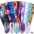 Set láminas transferencia nail art floral #E con patrones mármol y galaxia para uñas - Cielo estrellado degradado (E)