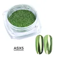 Green chrome nail powder ASX5 for emerald mirror effect and metallic manicure finish - Metallic Green Style (ASX5)