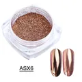 Rose gold mirror nail powder with chrome metallic finish in a clear square jar - Metallic Rose Gold Style (ASX6)
