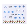 Christmas nail art stickers with blue snowflakes and red berries, design STZ-419 - Christmas Winter Holiday Theme (STZ-419)