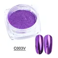 Metallic purple nail mirror powder in jar with glossy chrome effect nails for manicure - Metallic Purple Style (C003V)