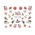 Pegatinas de uñas de flores acuarela STZ-610 con rosas rosadas y hojas naturales - STZ610