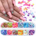 Set de 12 colores de purpurina láser mariposa para decoraciones creativas de manicura - Juego de 12 Colores de Lentejuelas de Mariposa (HSD)