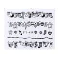 Christmas nail art decals STZ-439 featuring black gingerbread and snowflake designs - Christmas Stocking Gingerbread Man Series (STZ-439)