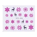 Christmas nail art stickers STZ-436 with purple snowflakes and black reindeer - Purple Snowflake Reindeer Silhouette (STZ-436)