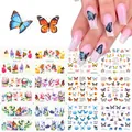 Water transfer nail stickers set with 12 colorful butterfly and floral designs - Butterfly Collection (BN1537-1548)