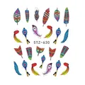 Pegatinas al agua para uñas con diseños de plumas coloridas y llaves de corazón STZ-630 - STZ630