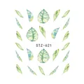 Pegatinas para uñas STZ-621 con motivos de hojas tropicales verdes y monstera vibrantes - STZ621
