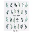 Adesivi per unghie STZ-824 con motivi botanici di foglie verdi in stile acquerello - Stile Foglie Verdi Acquerello Fresco (STZ-824)