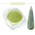 Fijne laser olivijn nagel holografische glitter poeder 07 met voorbeeldweergave - 07-Laser Olivijn