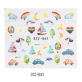 Adesivi per unghie foglio STZ-841 con disegni colorati di arcobaleni e mongolfiere - Stile Nuvola Arcobaleno Acquerello Infantile (STZ-841)
