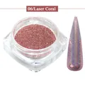 06 Laser Coral holographic nail glitter powder for chrome finish mirror effect nails - 06-Laser Coral