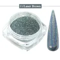 Laser Brown holographic nail glitter powder in a jar with silver effect sample - 11-Laser Brown