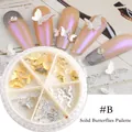 Detalle de lentejuelas de mariposa 3D de metal dorado y plateado para decorar las uñas - Dorado y Plateado Mate (B)