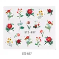 Adesivi per unghie floreali STZ-837 con rose rosse e margherite gialle decorative - Stile Loto Margherita Rosa Realistico (STZ-837)