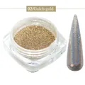 Holographic Gulch-gold nail powder in jar with sample display for manicure - 02-Laser Gold
