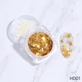 Golden butterfly nail art sequins in clear jar with matching sample tip display - Butterfly Sequins (HD-01) / Gold