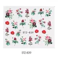 Adesivi per unghie vintage STZ-839 con motivi di rose e foglie verdi - Stile Fiori Selvatici Rosa Pittorico Retro (STZ-839)