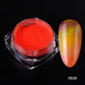Neon leuchtendes oranges Nagel-Glitzerpuder im Tiegel mit Muster-Tip, Farbton YE09 - Orangegelber Stil (YE-09)
