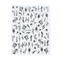 Schwarze Nageltattoo-Sticker mit botanischen STZ-G024 Blumen- und Weizenmustern - Schwarze Botanische Blumen-Serie (STZ-G024)
