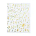 3D Gold Metall Nagelaufkleber mit Blumen Blattmustern und Produktcode STZ-G024 - Goldene Botanische Blumen-Serie (STZ-G024)