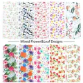 Adesivi trasferibili per nail art con 10 vivaci disegni misti di fiori e foglie - Stile Pastorale di Fiori e Foglie Misti (718)