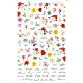 Dettaglio degli adesivi per unghie F674 con rose colorate, farfalle e testi artistici - Stile Inglese Rosa Farfalla (F674)