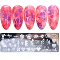 Floral and heart patterns on stainless steel nail stamping plate for manicure art - Romantic Wedding Theme (STZH-01)