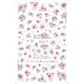 Dettaglio degli adesivi per unghie con rose rosa acquerello, foglie verdi e motivi geometrici - Stile Geometrico Rosa Rosa (F676)