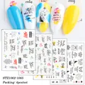 Nagelsticker set met Engelse letters, vintage vlinders en diverse bloemenpatronen - Stz1062-1065 (4 Stuks/set)