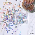 Lentejuelas de mariposa holográficas HD02 para manicura con brillo láser de arcoíris - Frasco de Lentejuelas de Mariposa Holográficas (HD-02)