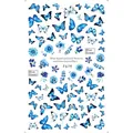 Dettaglio di adesivi per unghie F679 con farfalle blu e motivi floreali assortiti - Stile Floreale Dipinto a Mano Farfalla Blu (F679)