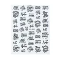 Russian calligraphy nail art stickers with black text and heart patterns, model STZ-G029 - Black Handwritten Russian Script Series (STZ-G029)