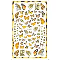 Foglio dettagliato di adesivi nail art con farfalle e leopardo, codice modello F681 - Stile Farfalla Leopardo Vintage (F681)